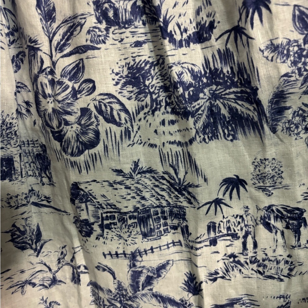 Joie Linen Blue and White Tropical Print Skirt - Picture 2 of 6